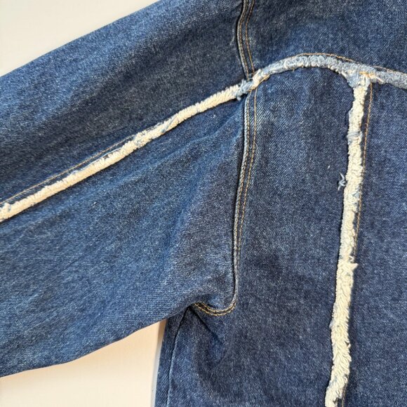 Lady J Cool Denim Jacket Y2K Urban Wear XL Patchwork Frayed Edges & Hem 2/$15 - Picture 6 of 15